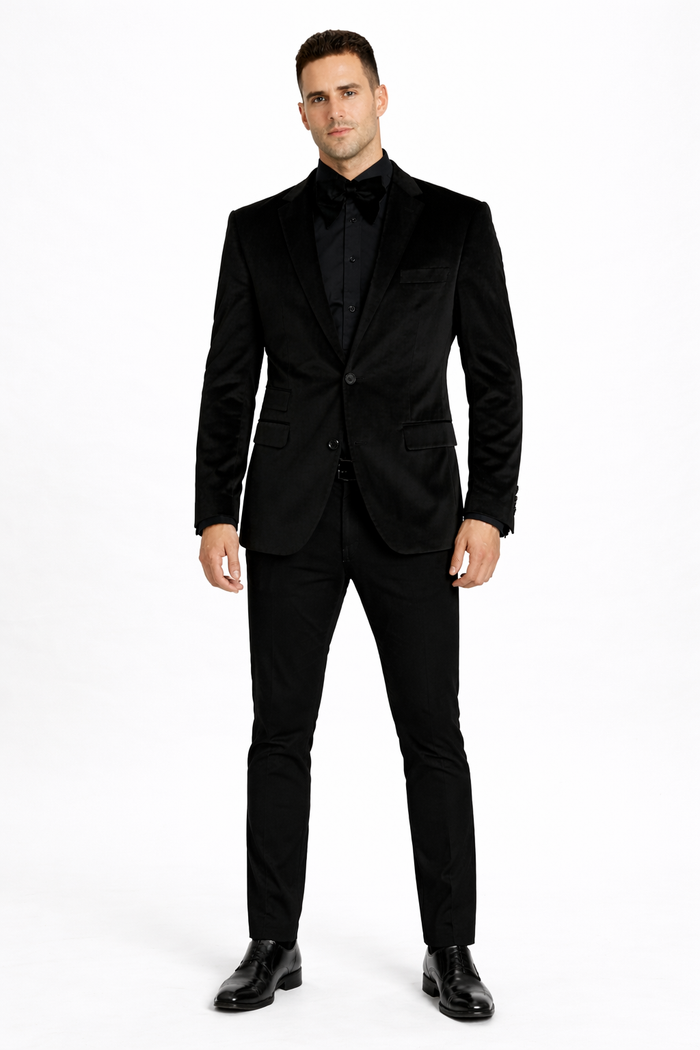 Black Velvet Party Blazer By Mensitaly