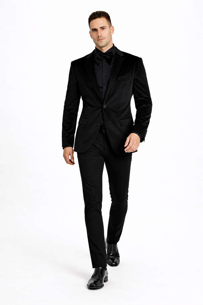Black Velvet Party Blazer By Mensitaly
