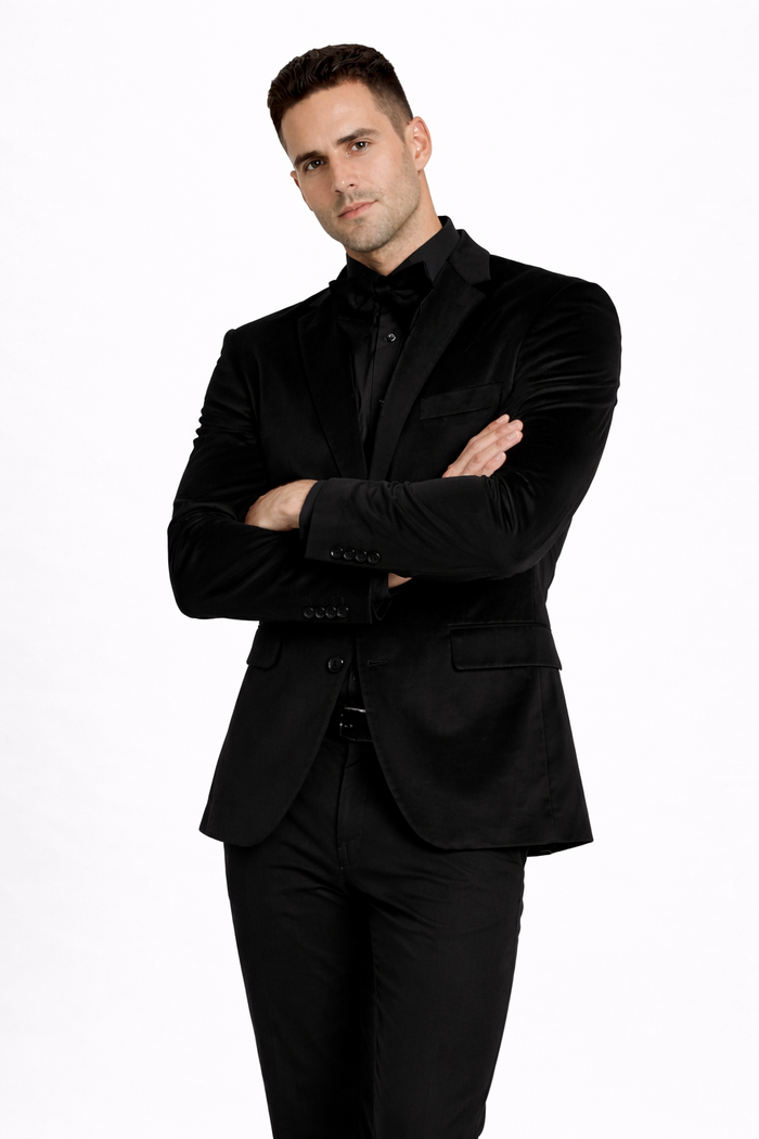 Black Velvet Party Blazer By Mensitaly