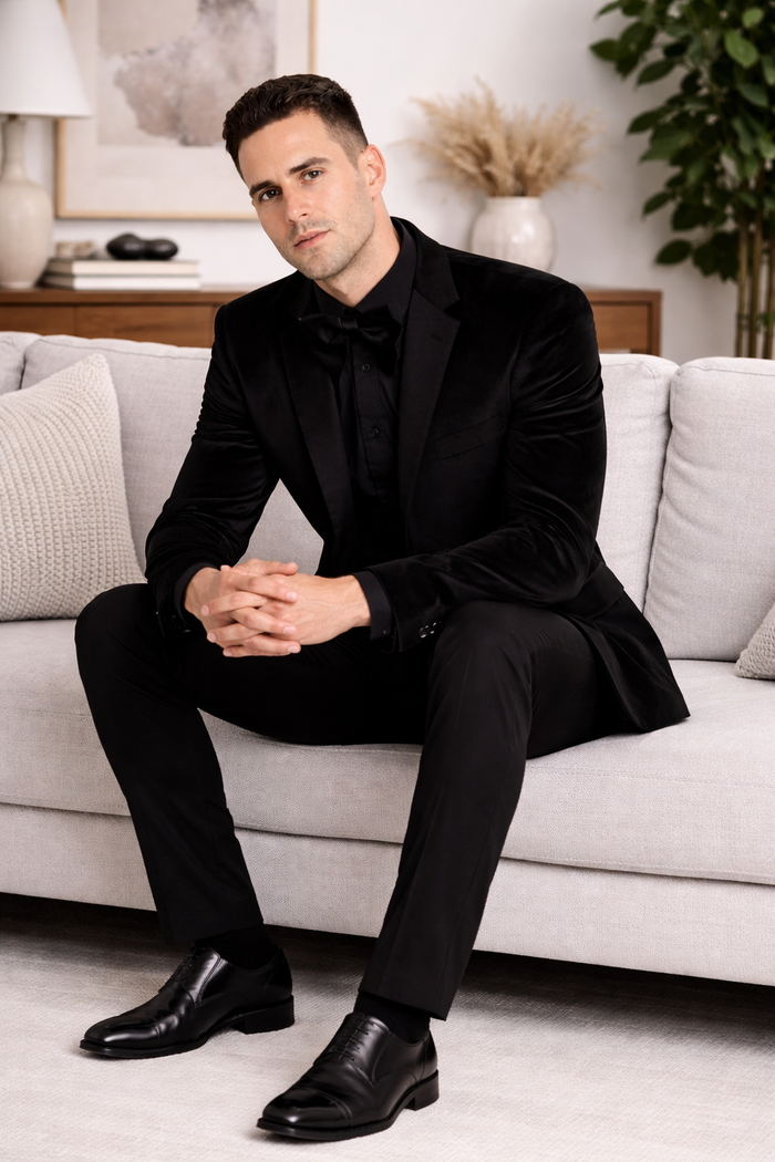 Black Velvet Party Blazer By Mensitaly