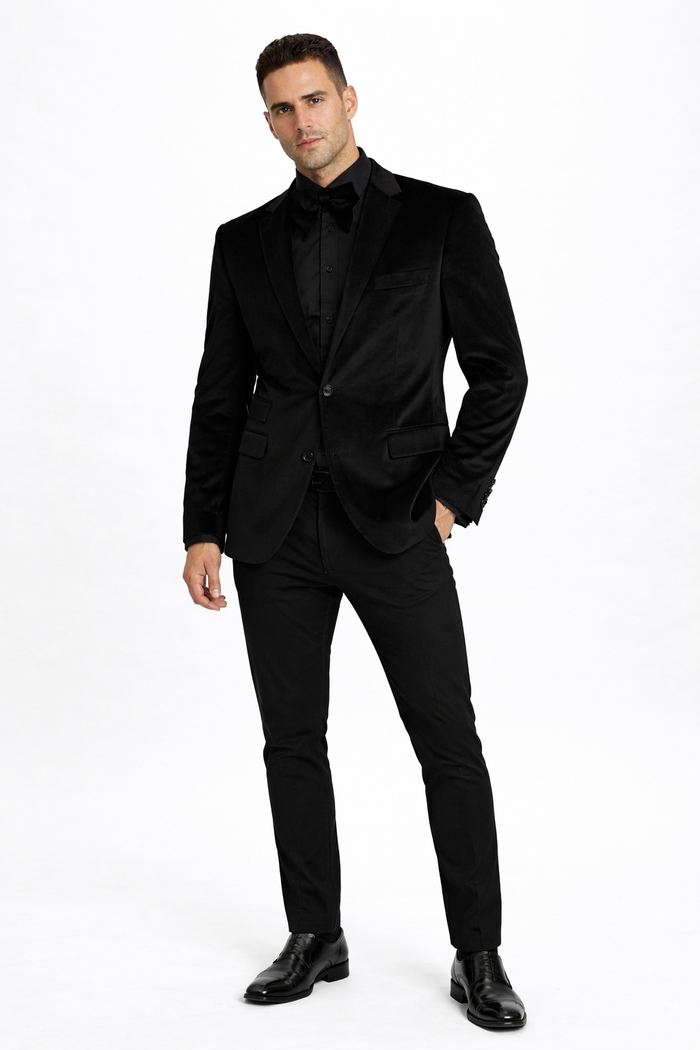 Black Velvet Party Blazer By Mensitaly