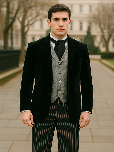 Black Velvet Roderick Smoking Jacket – Elegant Men's Evening Wear