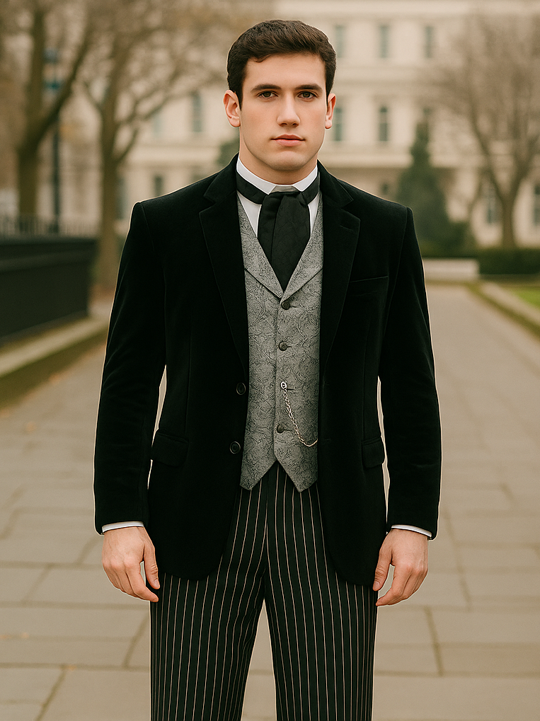 Black Velvet Roderick Smoking Jacket for Men