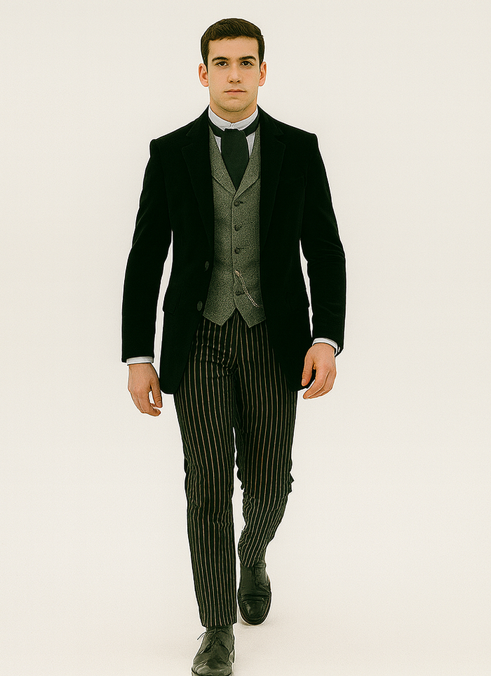Black Velvet Roderick Smoking Jacket for Men