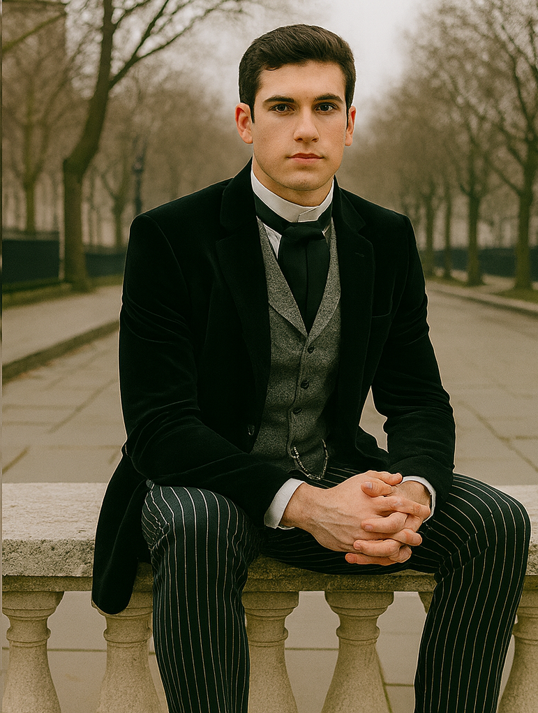 Black Velvet Roderick Smoking Jacket for Men