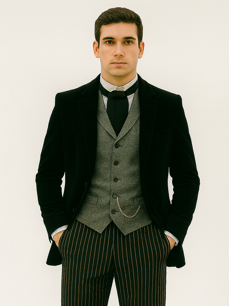 Black Velvet Roderick Smoking Jacket for Men