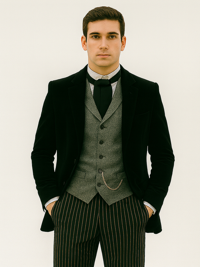 Black Velvet Roderick Smoking Jacket for Men
