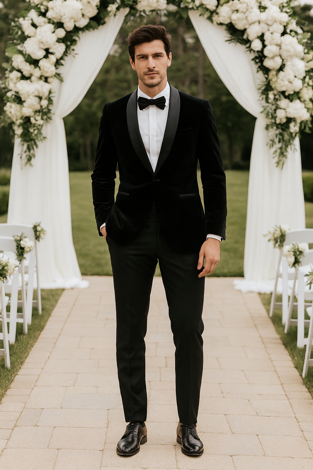 Black Velvet Tuxedo Jacket with Shawl Lapel – Slim Fit