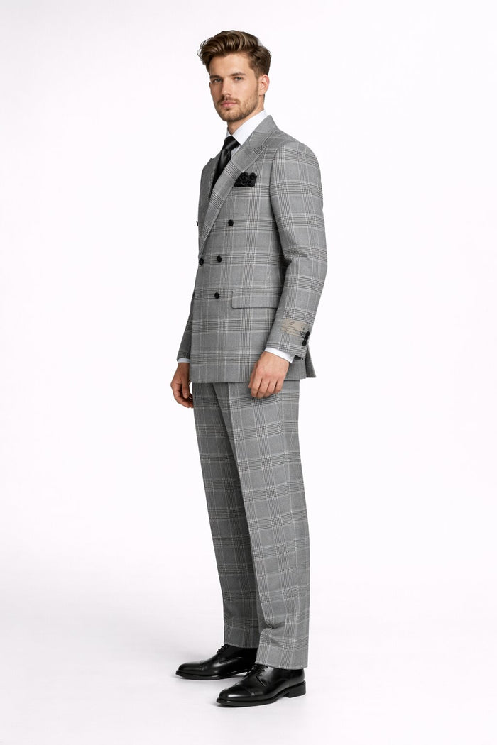 Rossiman Plaid Wool Suit with Baggy Trousers