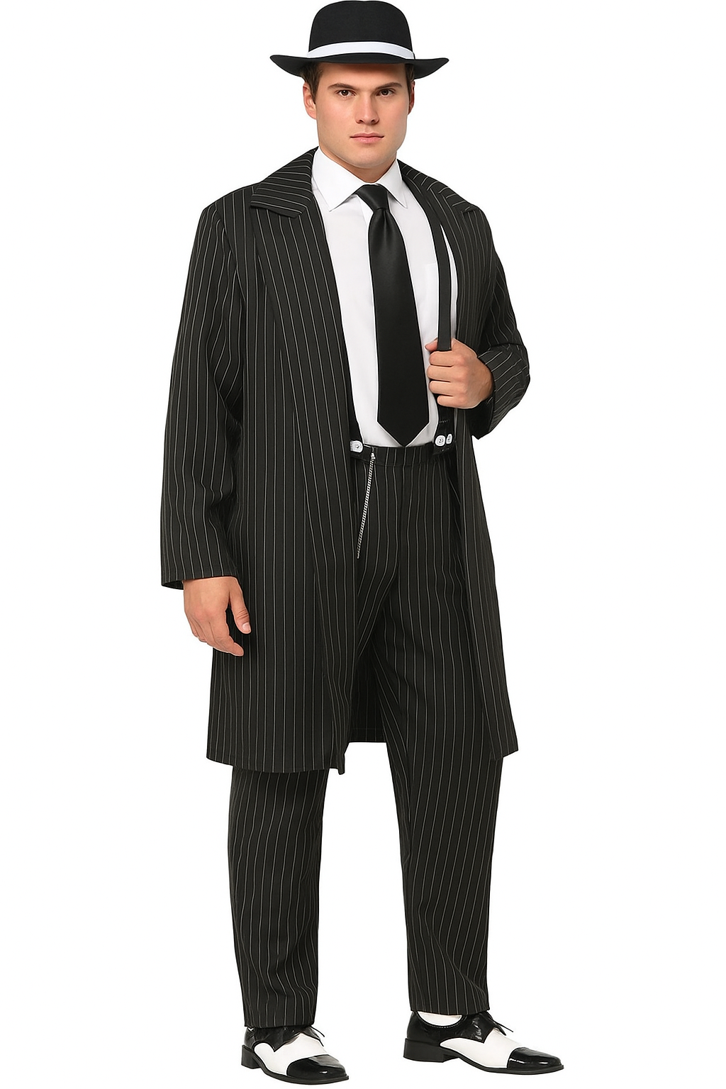 Zoot Suit Costume Black and White - 1940s Inspired Pinstripe
