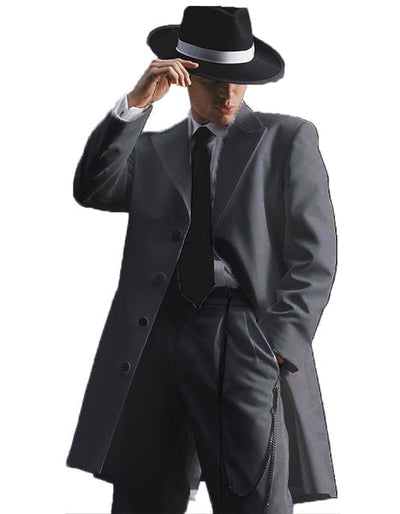 Vested Long Tuxedo Black Suit for Men