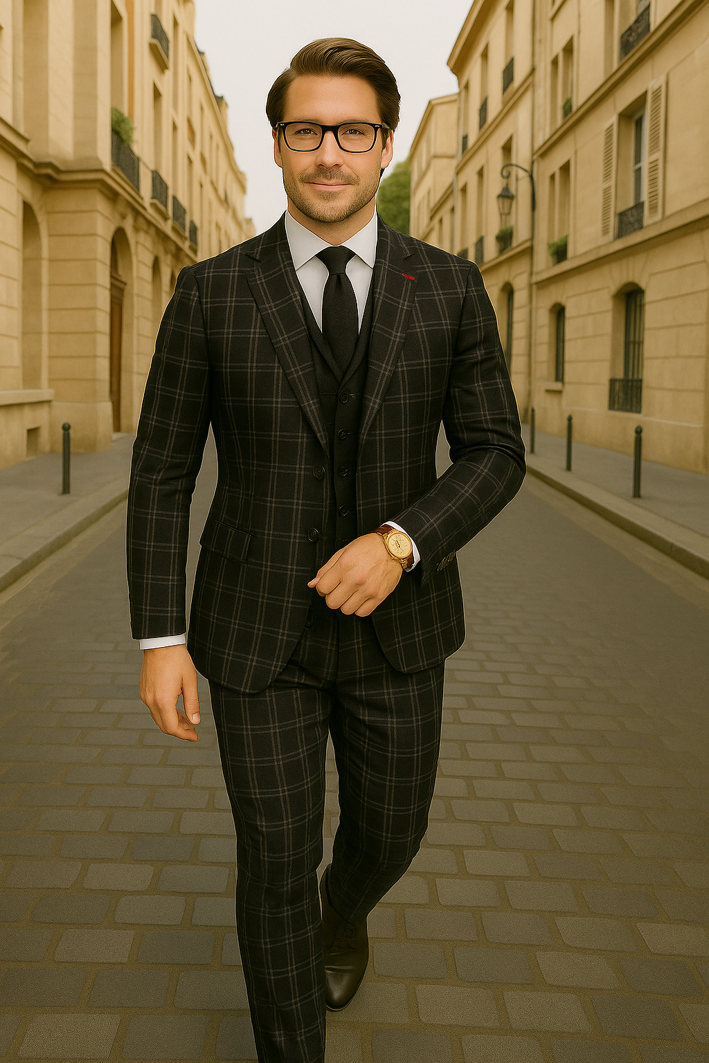 Italian Wool 3-Piece Modern Fit Plaid Suit
