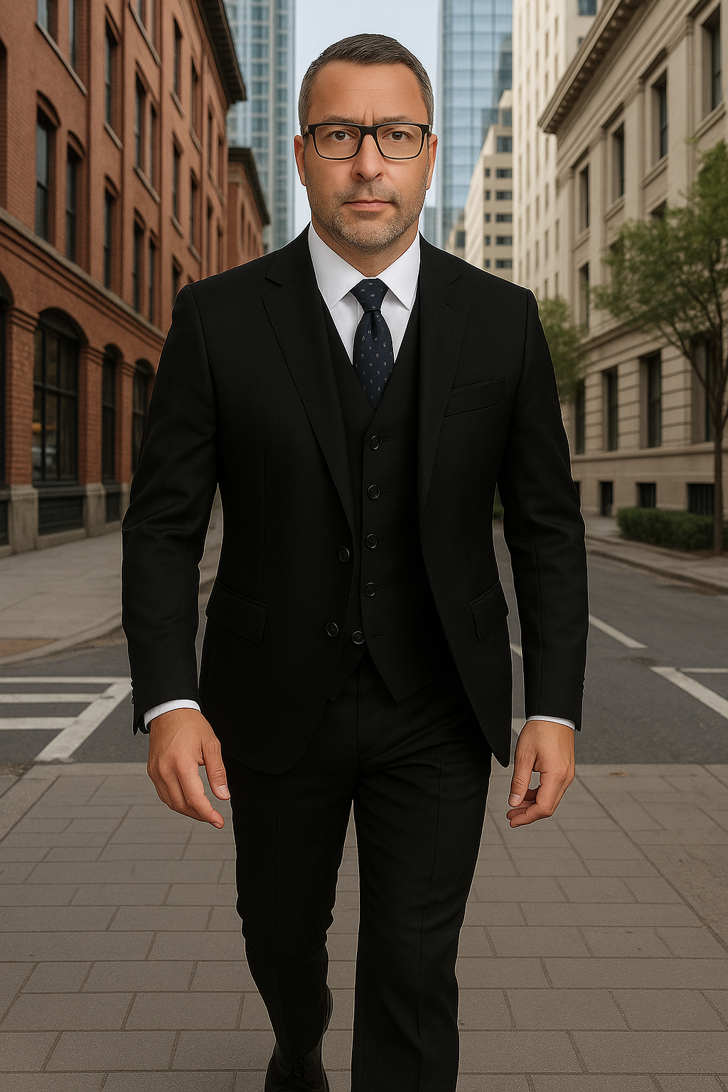 Italian Wool 3-Piece Herringbone Suit