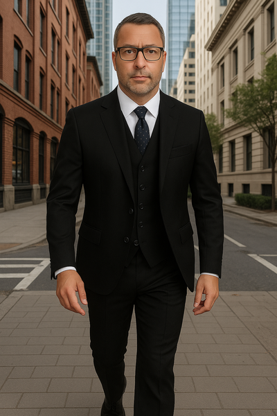 Italian Wool 3-Piece Herringbone Suit