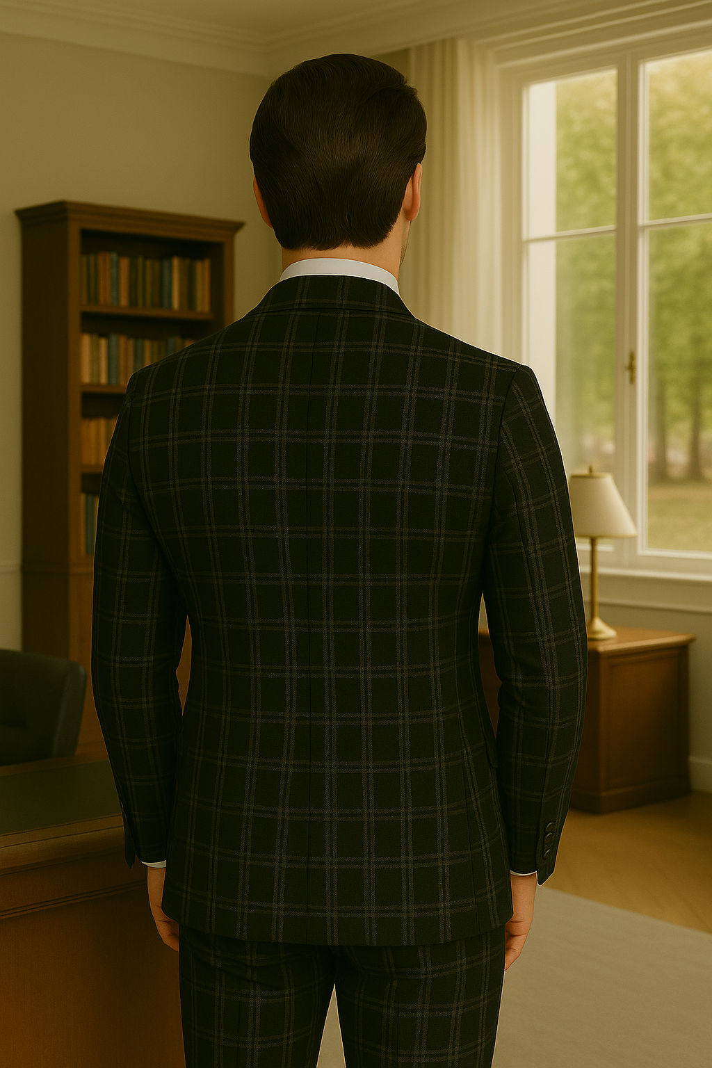 Italian Wool 3-Piece Modern Fit Plaid Suit