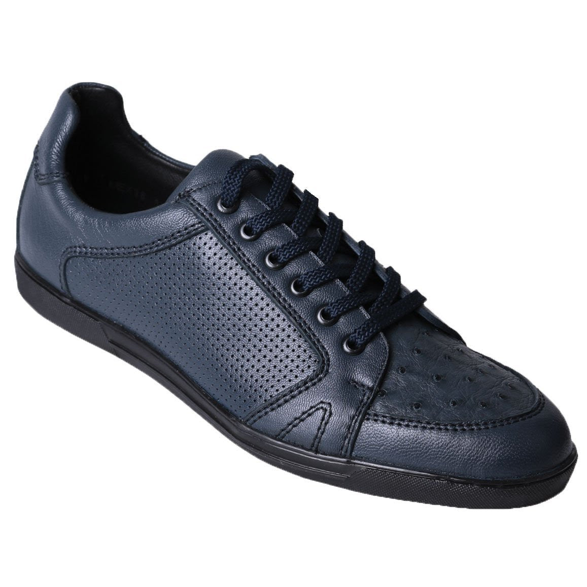 Sneaker de Piel de Avestruz en Azul Marino