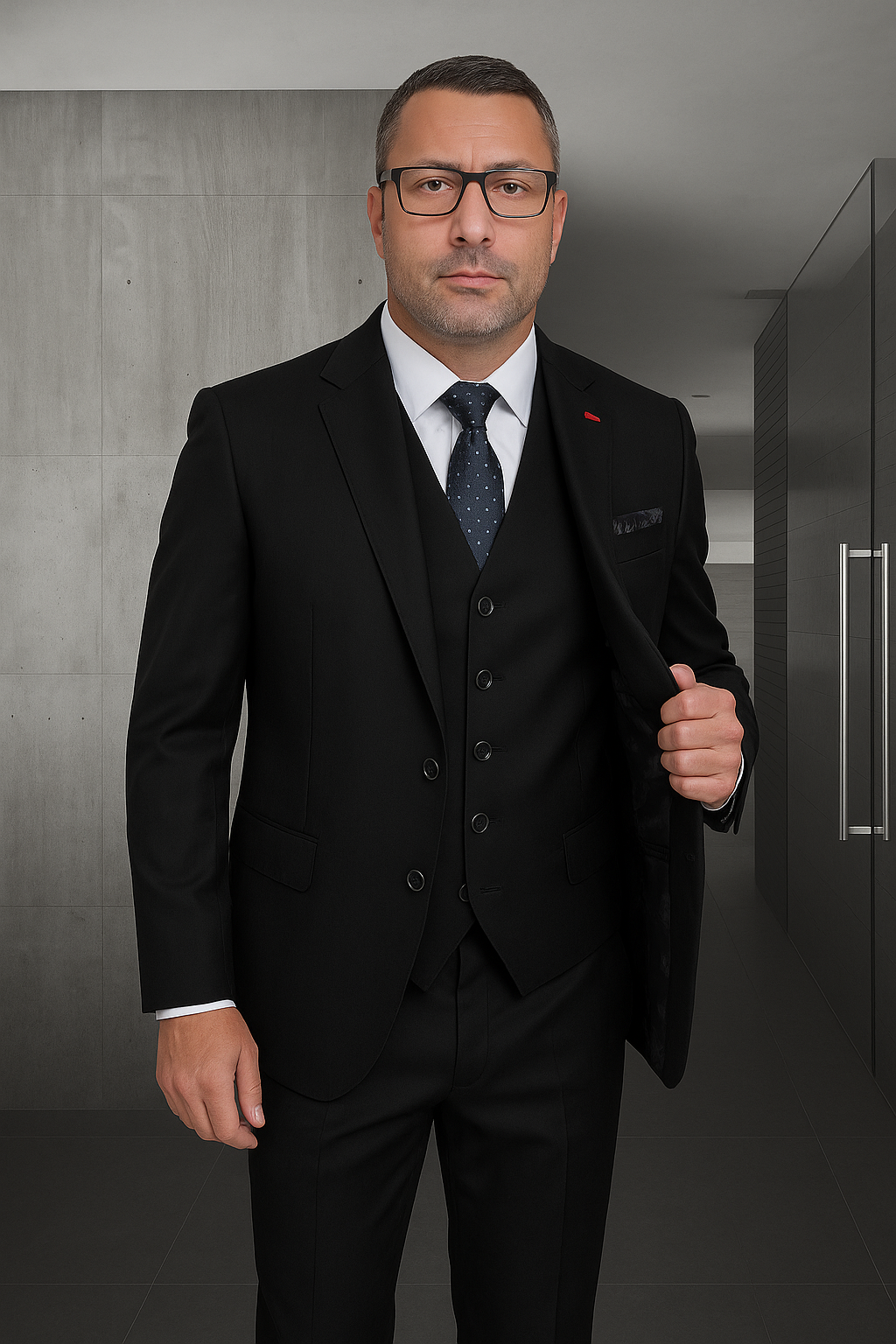 Italian Wool 3-Piece Herringbone Suit