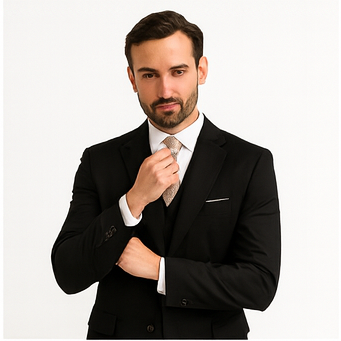 Men's 3 Piece Premium Fine Black three piece suit