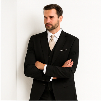 Men's 3 Piece Premium Fine Black three piece suit