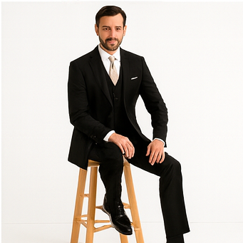 Men's 3 Piece Premium Fine Black three piece suit