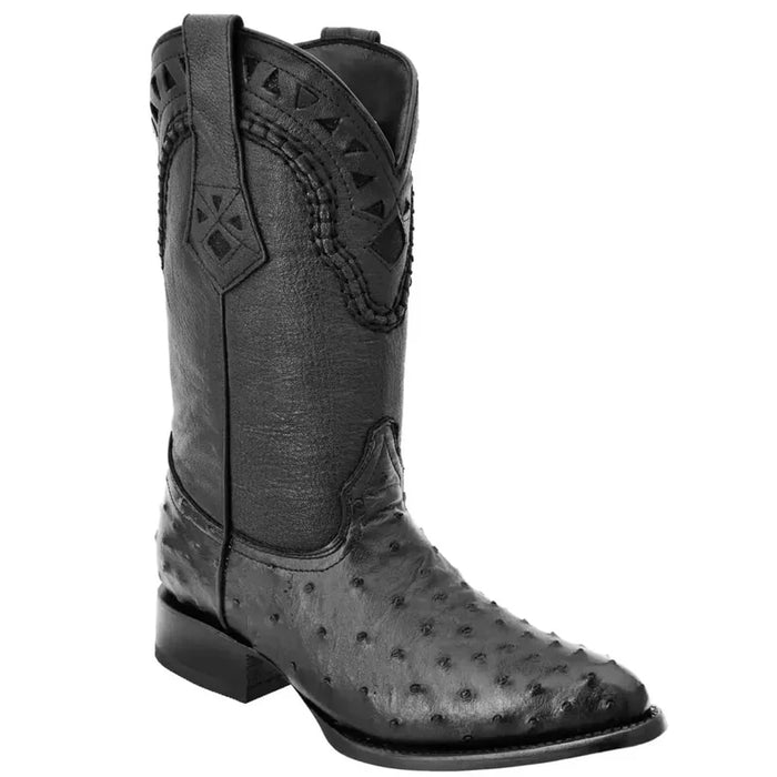 Mens White Diamond Boot Black Ostrich Cowboy Boots J-Toe