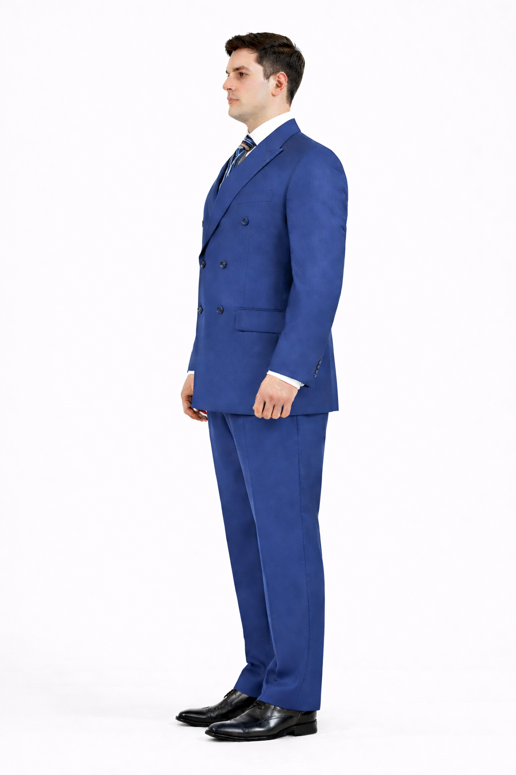 Blue Double Breasted Suit with Elastic Waist