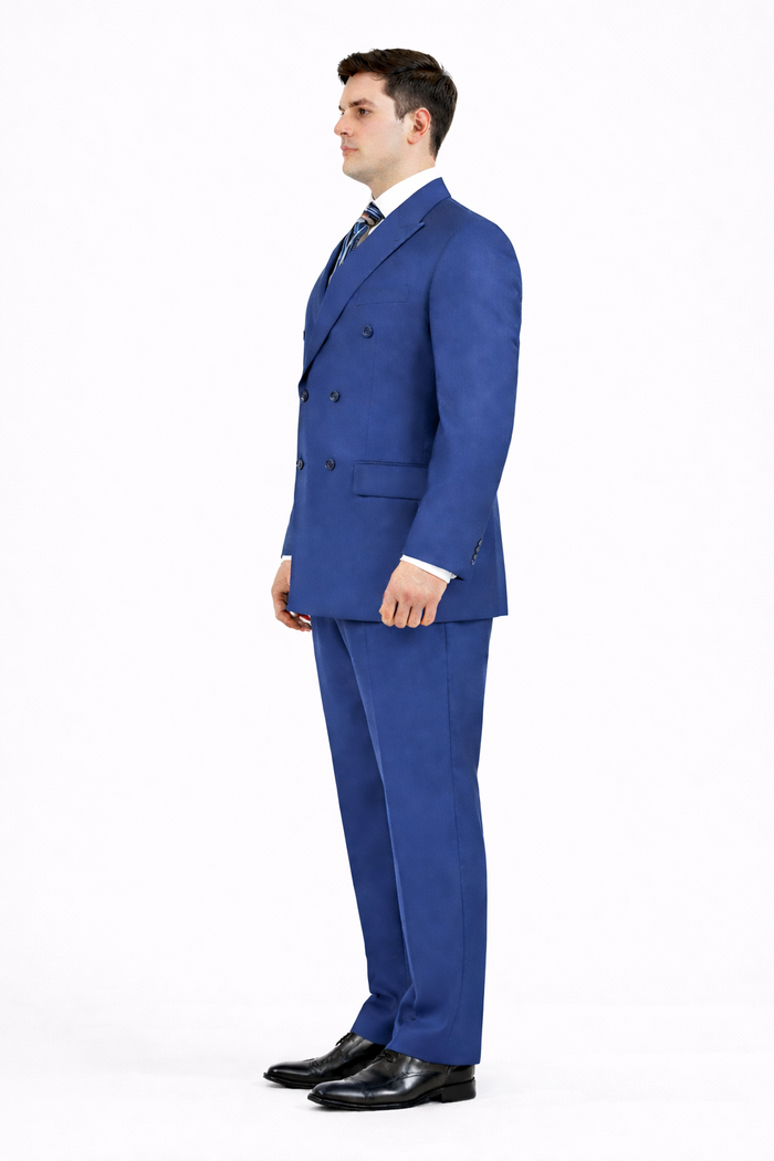 Blue Double Breasted Suit with Elastic Waist
