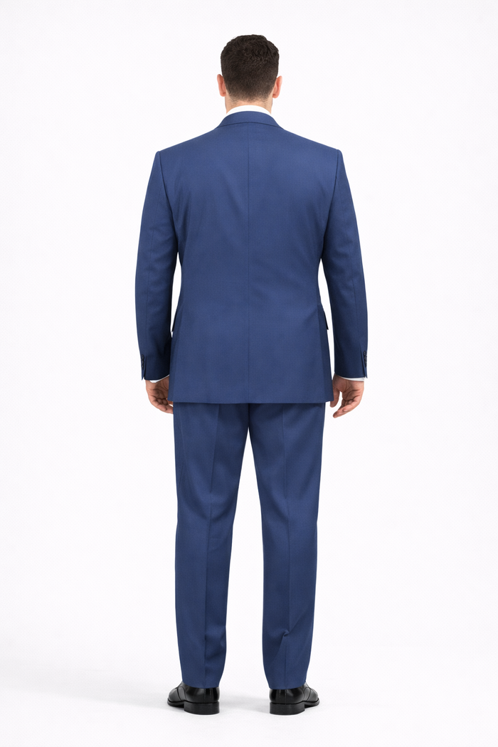 Blue Double Breasted Suit with Elastic Waist