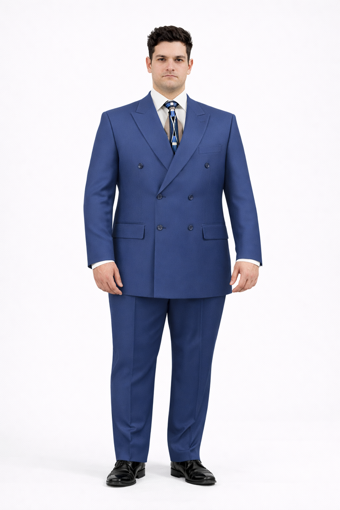Blue Double Breasted Suit with Elastic Waist