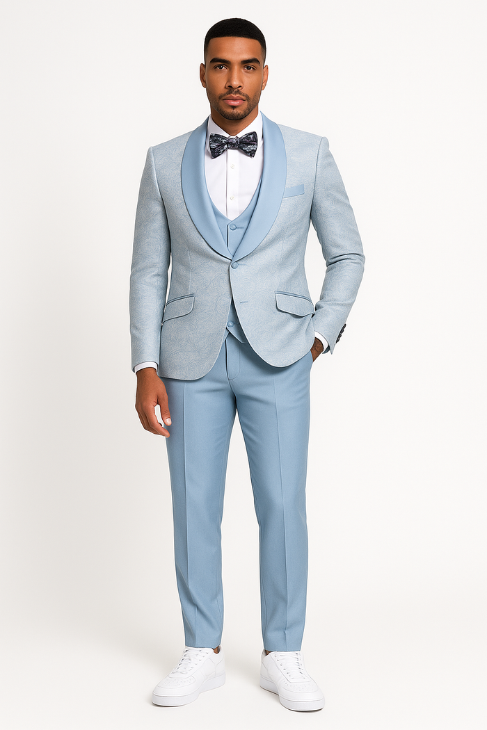 2026 Prom Blue Double-Breasted Tuxedo by Tazzio