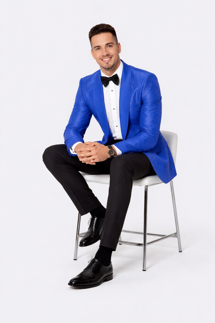 Blue Prom Suit Single Breasted Tuxedo