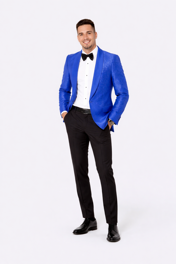Blue Prom Suit Single Breasted Tuxedo