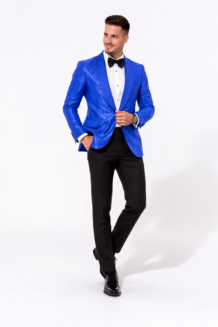 Blue Prom Suit Single Breasted Tuxedo