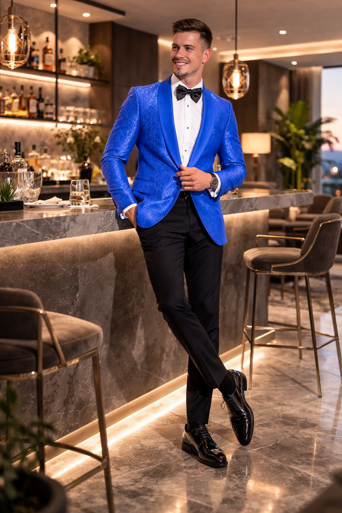 Blue Prom Suit Single Breasted Tuxedo