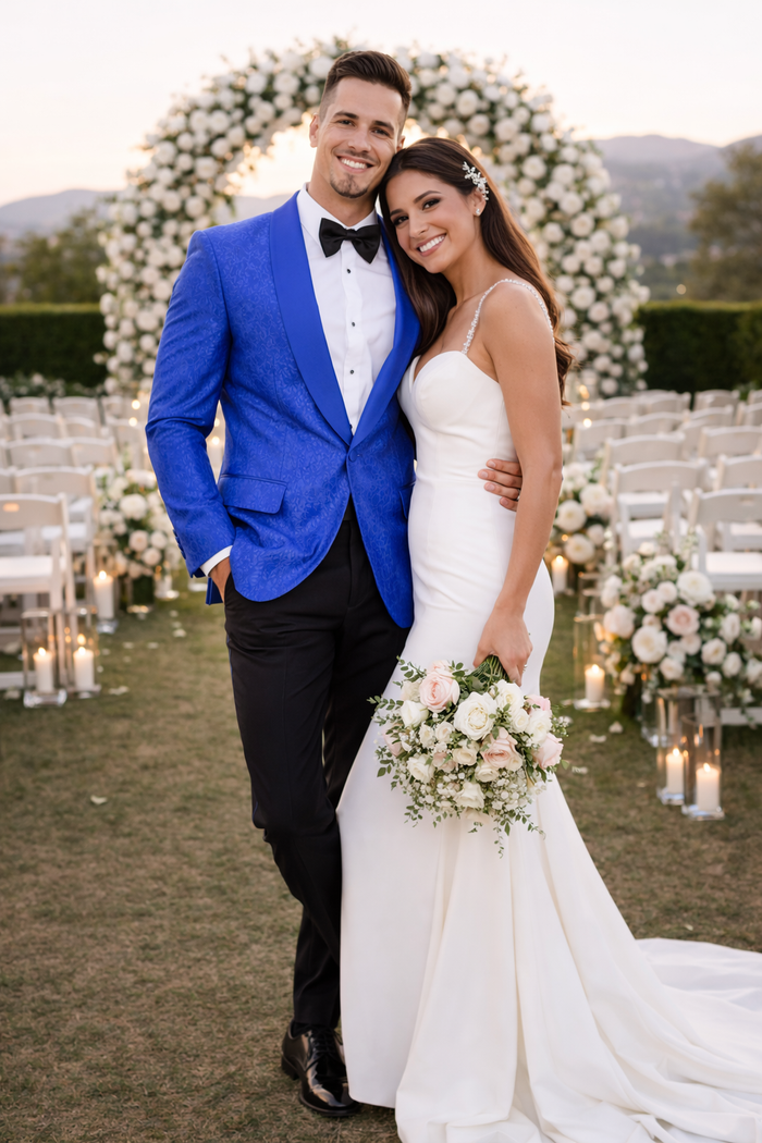 Blue Prom Suit Single Breasted Tuxedo
