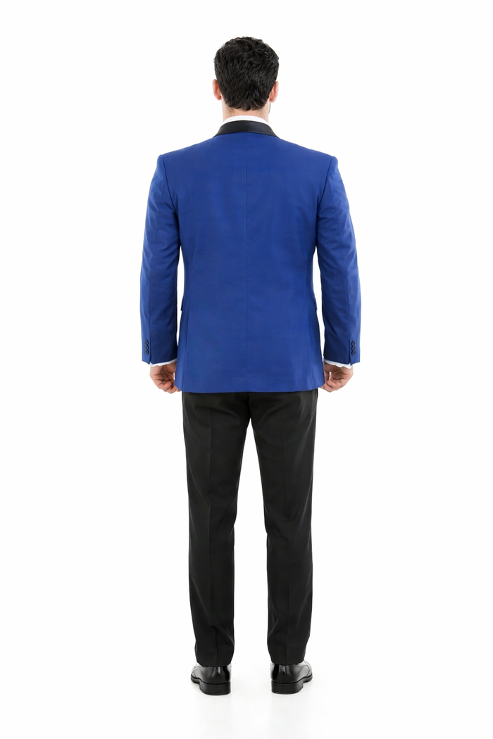 Blue Prom Suit with Black Velvet Lapel