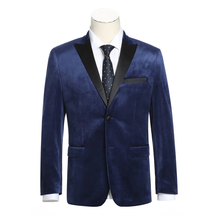 Men's Slim Fit Stretch Blue Tuxedo Blazer