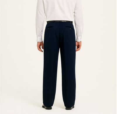 Blue Wide Leg Dress Pants Pleated baggy dress trousers unhemmed unfinished bottom - Cheap Priced Dress Slacks For Men On Sale