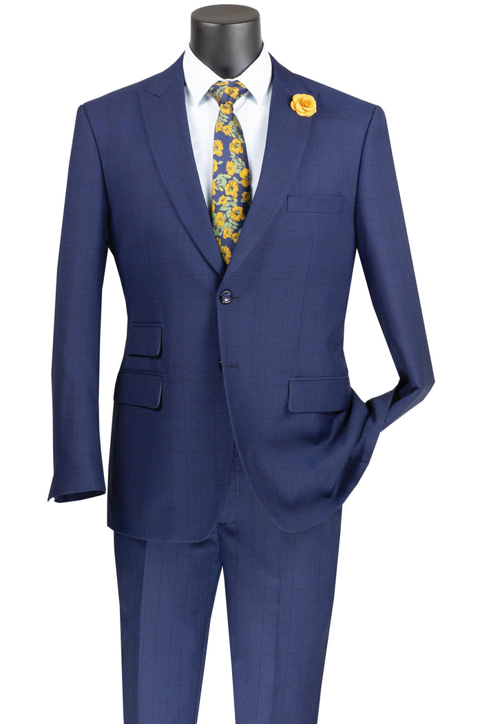 Blue Windowpane Modern Fit 2 Piece Suit