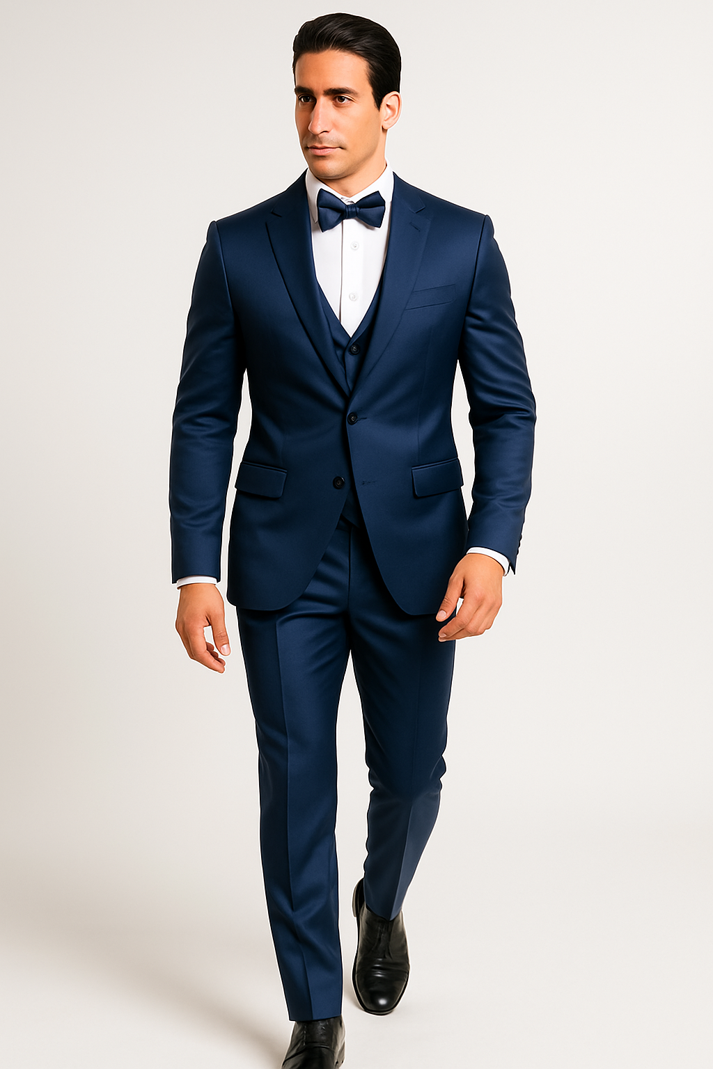Blue Satin Four-Piece Prom & Wedding Suit
