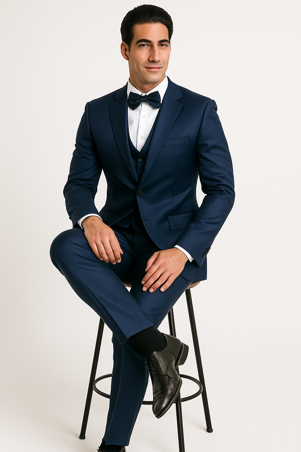 Blue Satin Four-Piece Prom & Wedding Suit