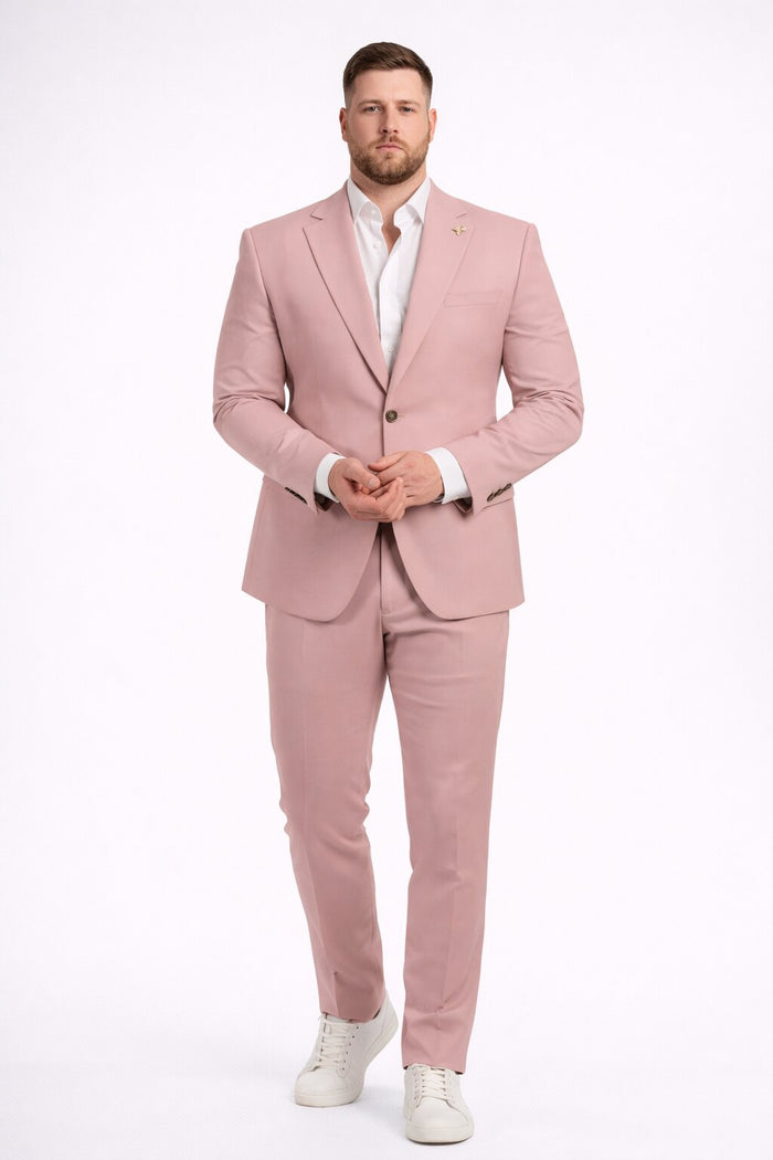Blush Mauve Wedding Slim Suit for Men