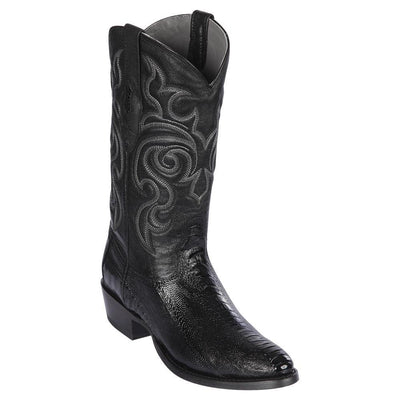 Botas de Pata de Avestruz Punta Oval Negro LAB-650505