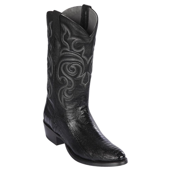 Botas de Pata de Avestruz Punta Oval Negro LAB-650505