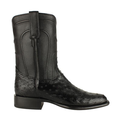 Botas de Avestruz Original Horma Roper Color Negro LAB