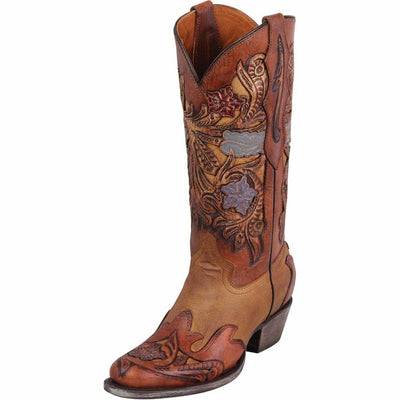 Botas Altas de Cuero Cincelado Mujer Oval