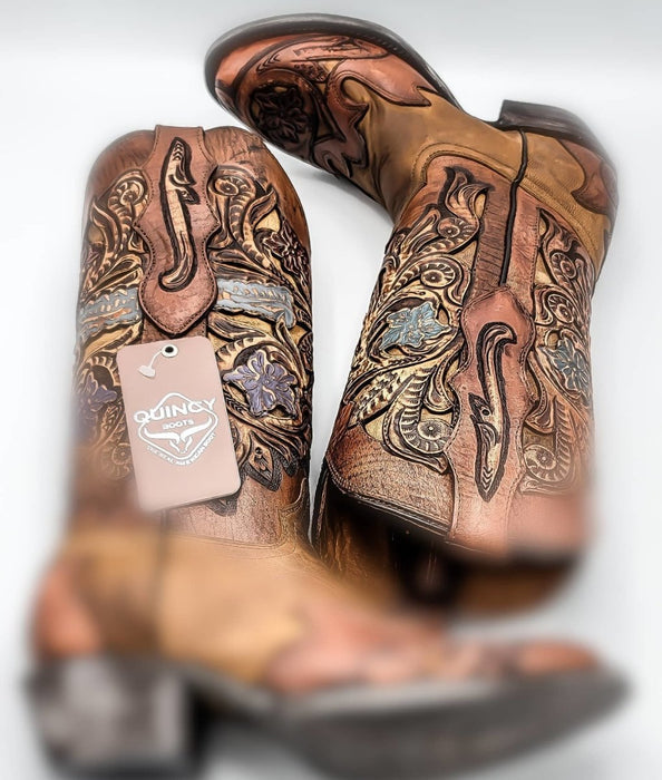 Botas Altas de Cuero Cincelado Mujer Oval