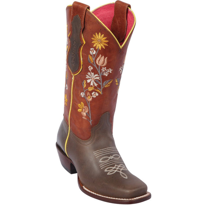 Botas de Cuero con Flores para Mujer Rodeo