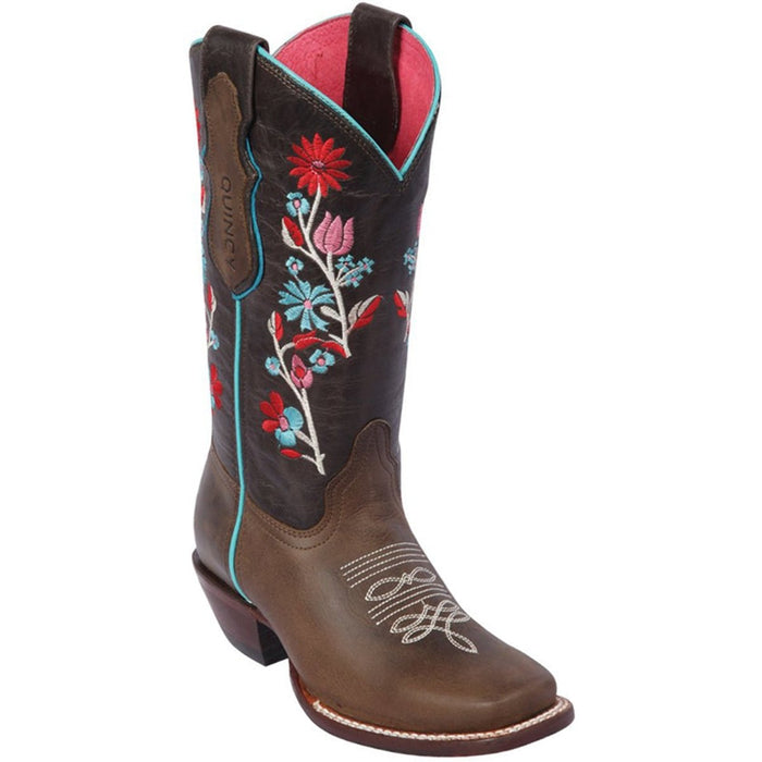 Botas de Cuero con Flores Horma Rodeo Mujer