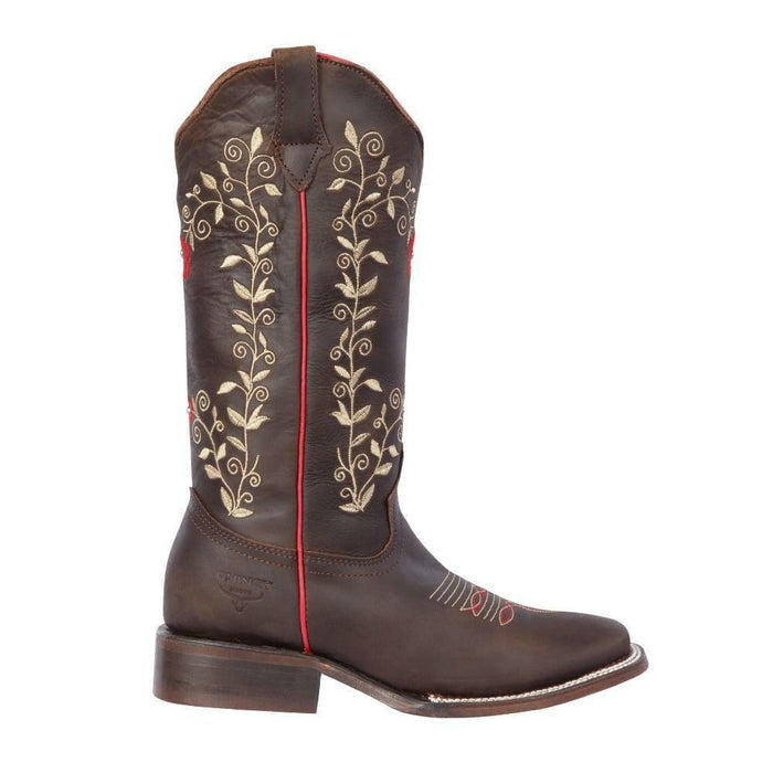 Botas Altas de Cuero con Flores Rodeo Mujer